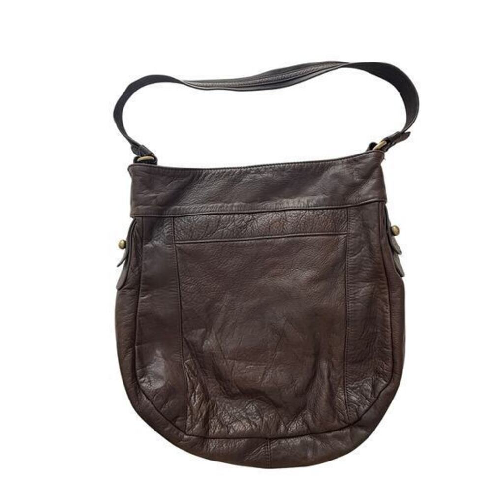 Sabine Chocolate Leather Shoulder Bag with Brushed Gold Hardware